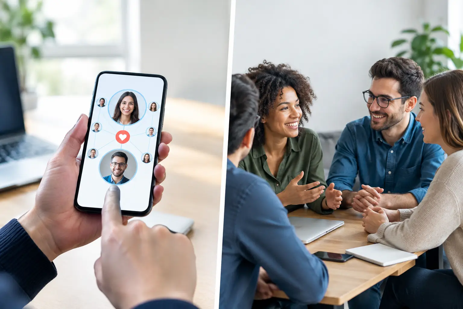 Digital Matching Versus Self Organising Groups